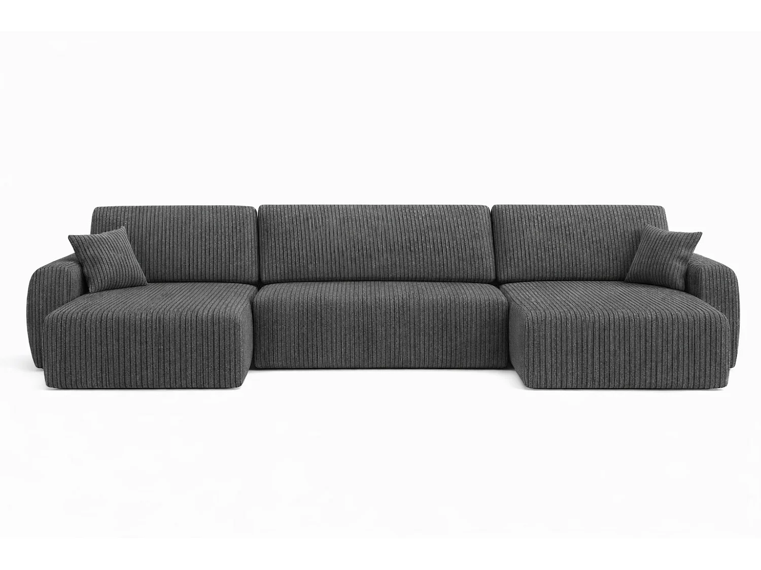 Divano angolare con funzione letto e contenitore a U Ariel U, tessuto a coste Poso, Grigio