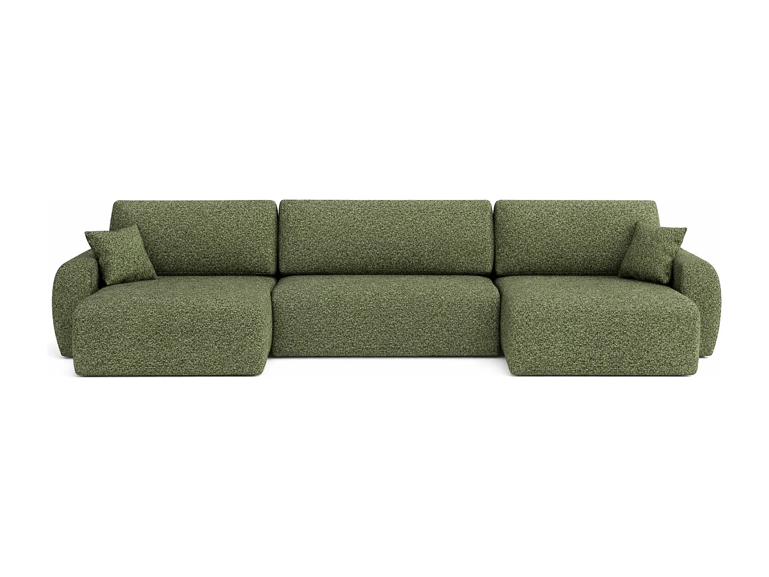 Divano angolare con funzione letto e contenitore a U Ariel U, tessuto chenille Artico, Muschio