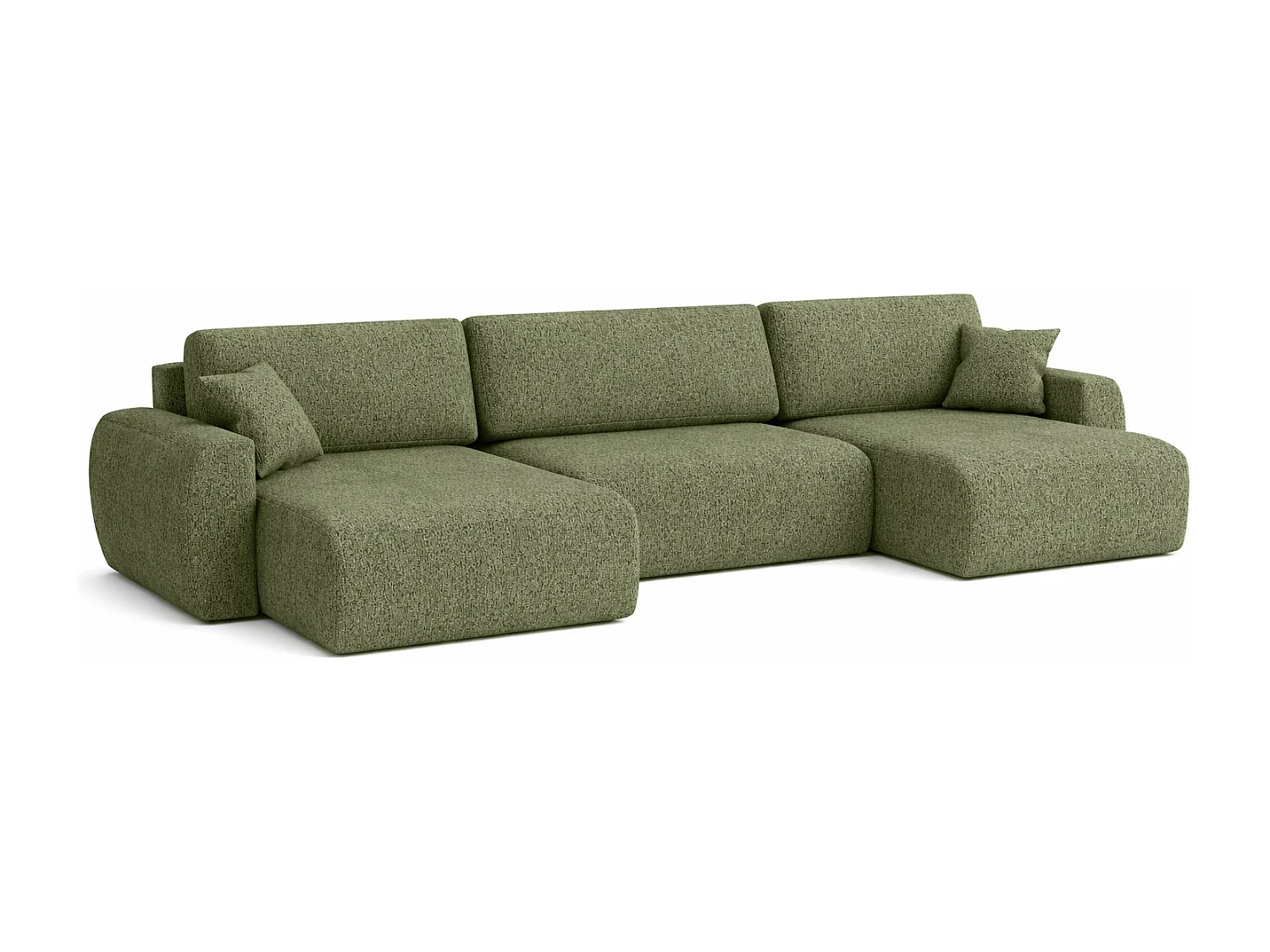 Hoekbank met slaapfunctie en opbergruimte U-vorm Ariel U XL, chenille stof Artico, Moss