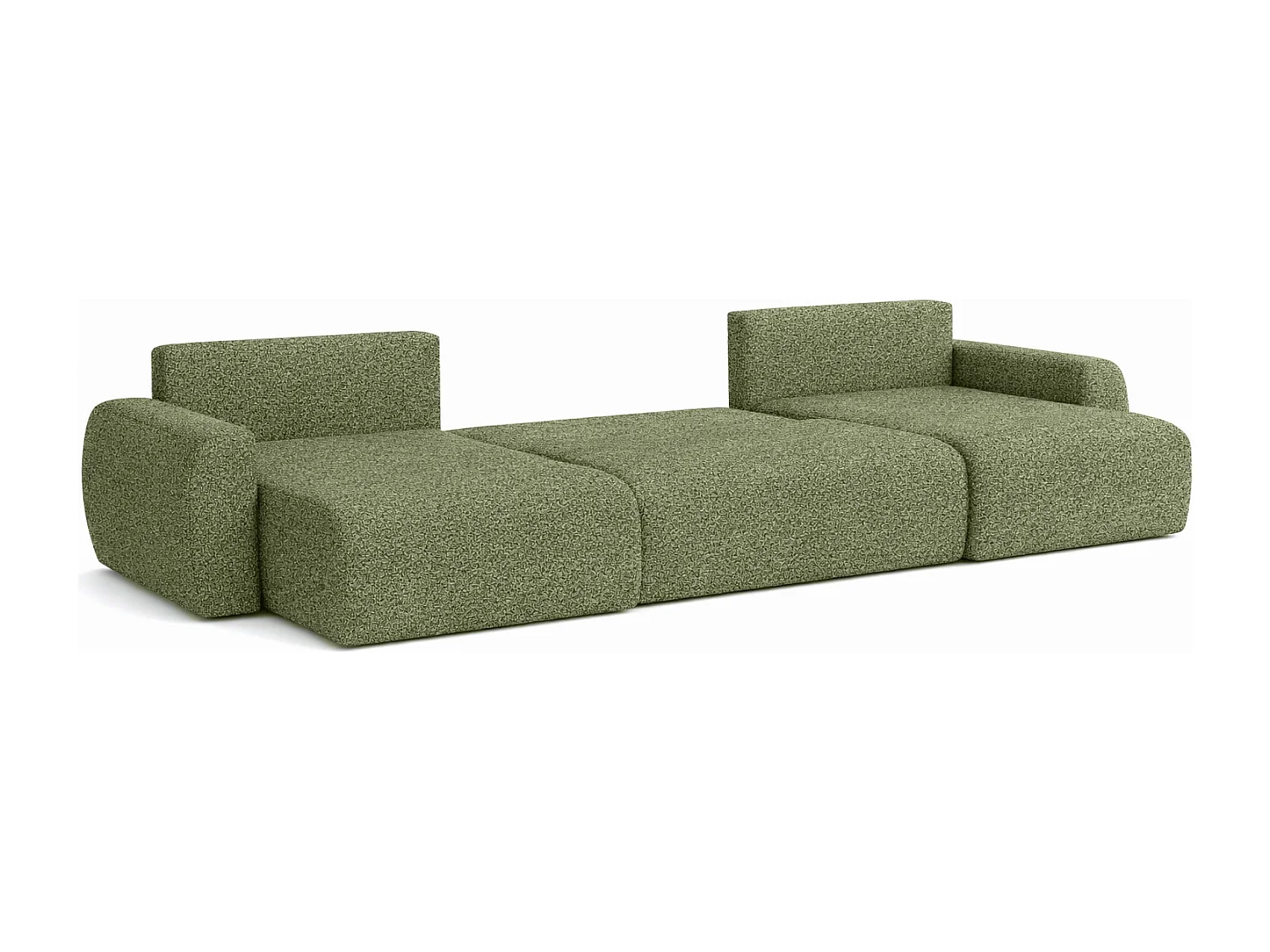Hoekbank met slaapfunctie en opbergruimte U-vorm Ariel U XL, chenille stof Artico, Moss