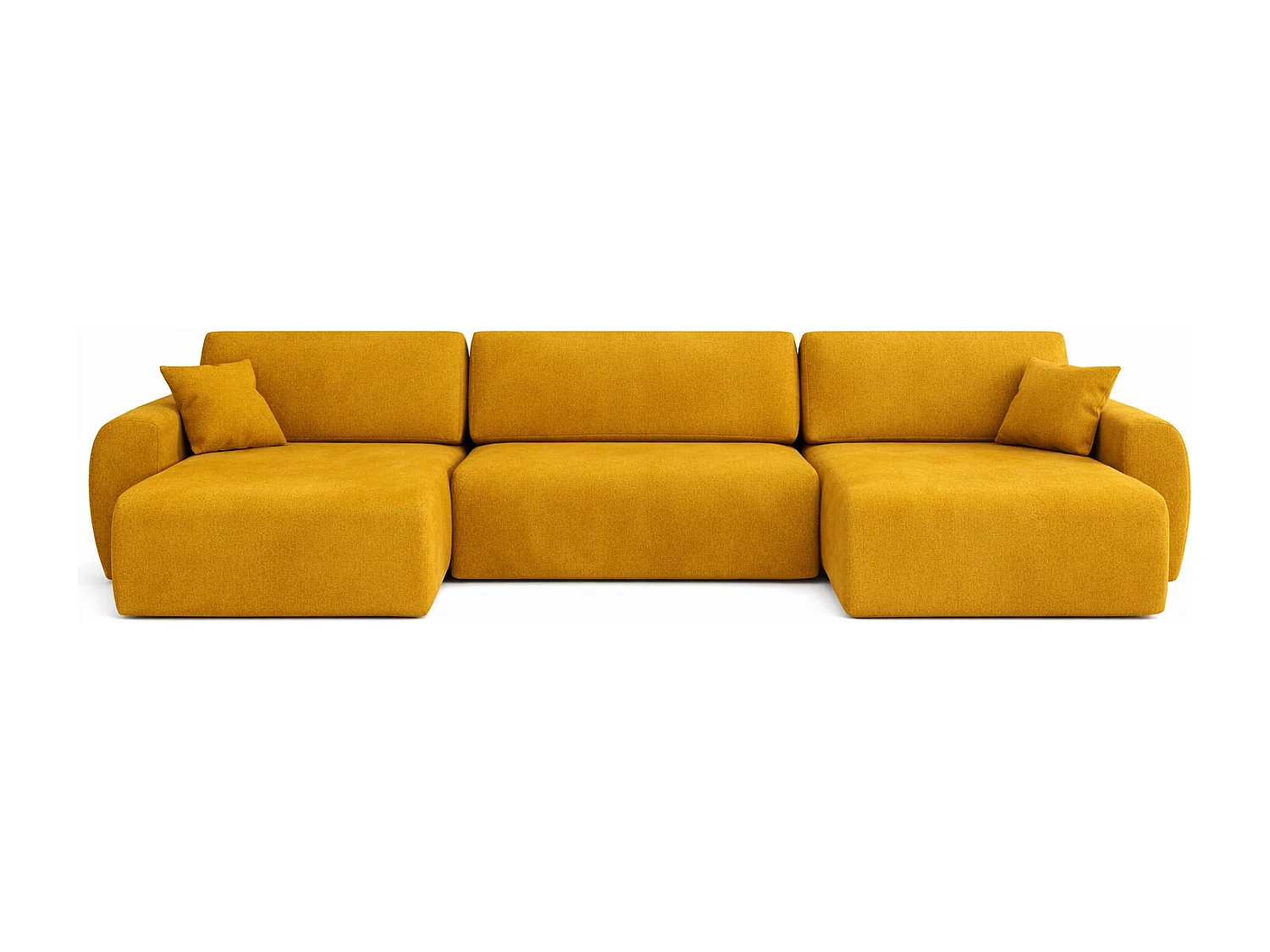 Canapé d’angle avec fonction couchage et coffre en U Ariel U XL, velours Salvador, Jaune