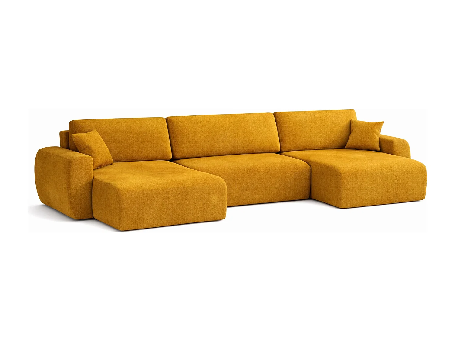 Canapé d’angle avec fonction couchage et coffre en U Ariel U XL, velours Salvador, Jaune