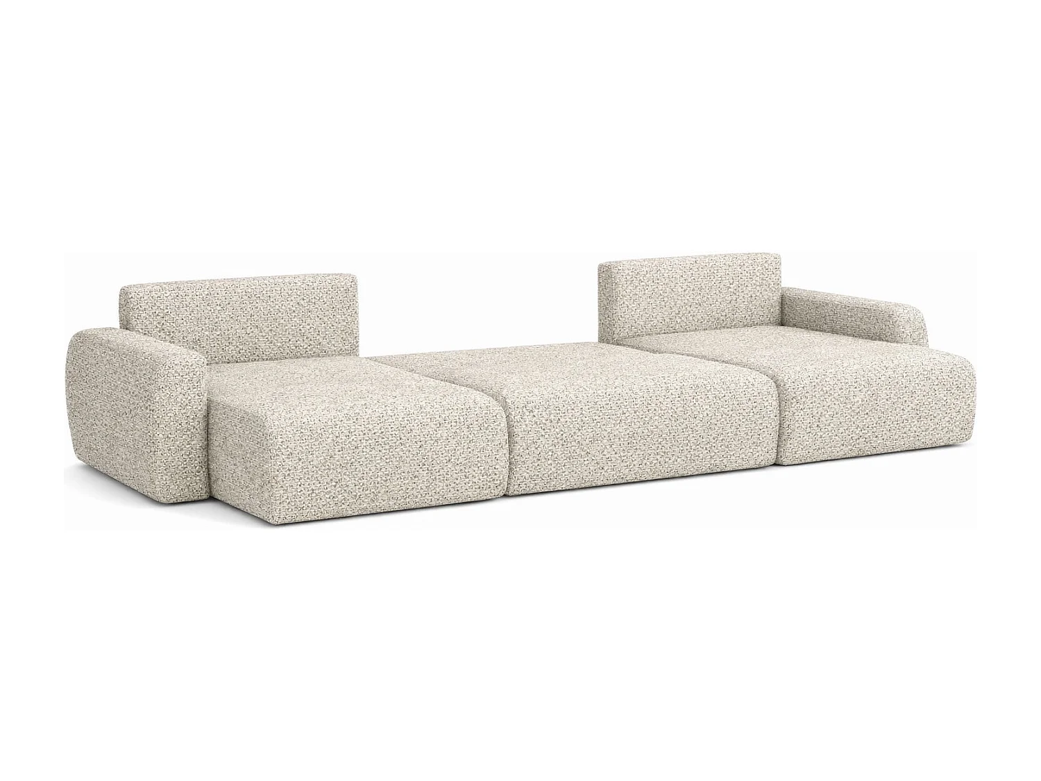 Canapé d’angle avec fonction couchage et coffre en U Ariel U, tissu chenille Artico, Nata