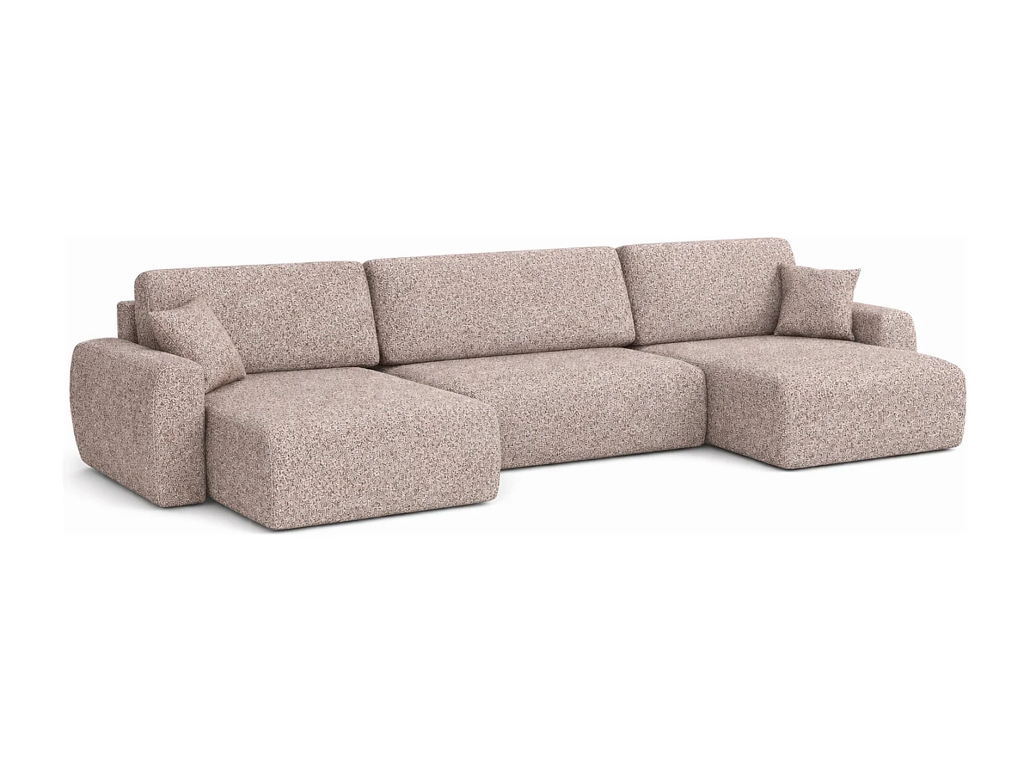 Divano angolare con funzione letto e contenitore a U Ariel U, tessuto chenille Artico, Beige