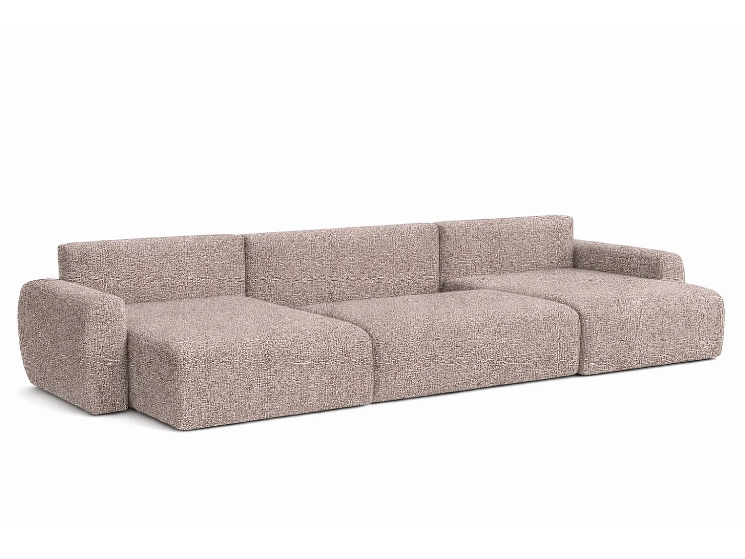 Divano angolare con funzione letto e contenitore a U Ariel U, tessuto chenille Artico, Beige