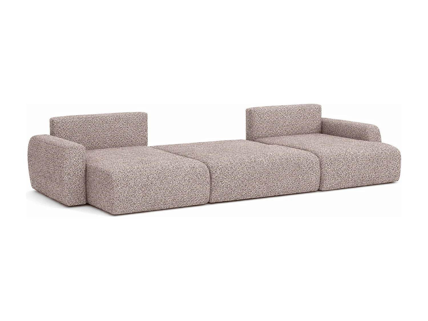 Divano angolare con funzione letto e contenitore a U Ariel U, tessuto chenille Artico, Beige