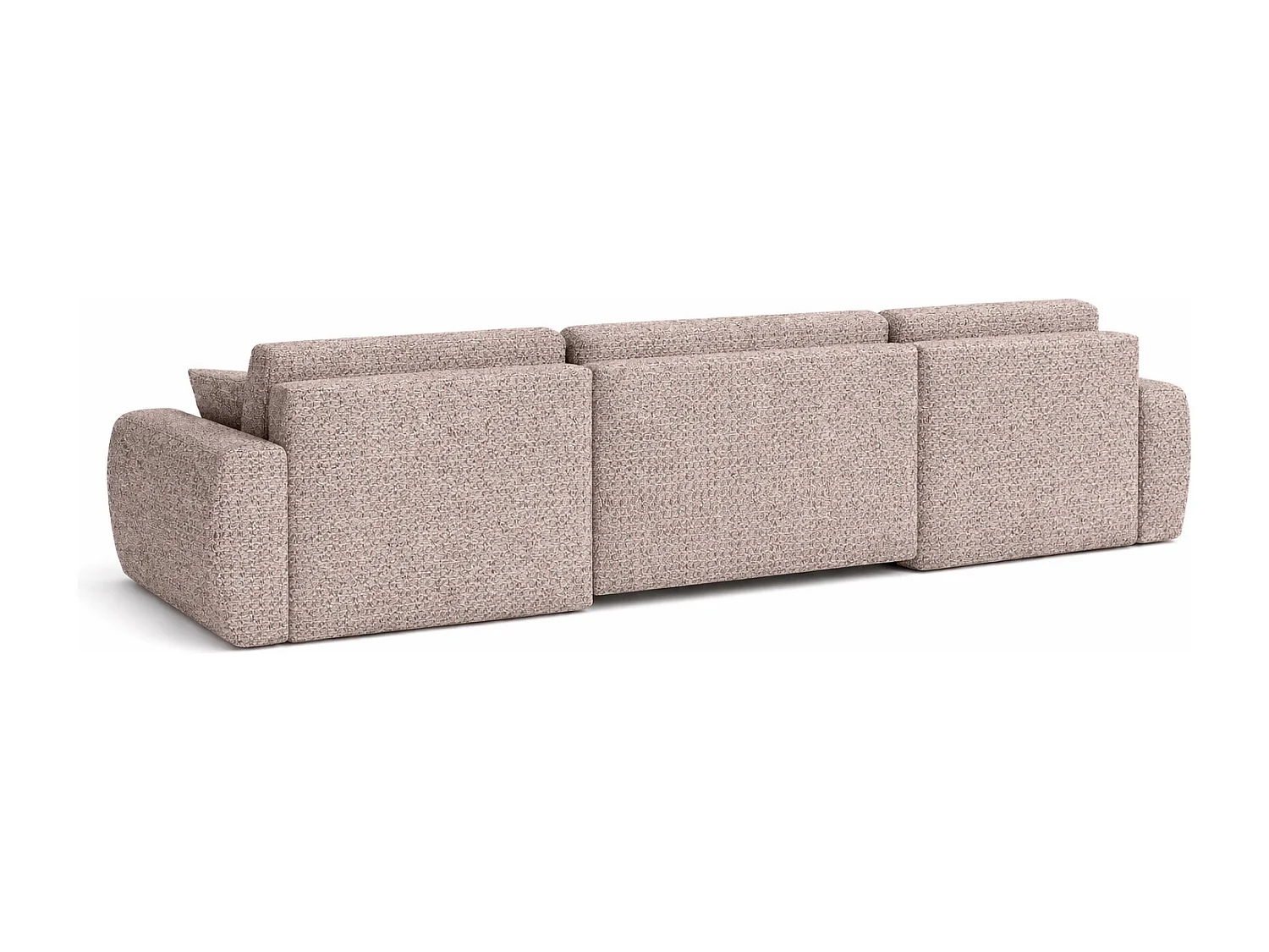 Divano angolare con funzione letto e contenitore a U Ariel U, tessuto chenille Artico, Beige