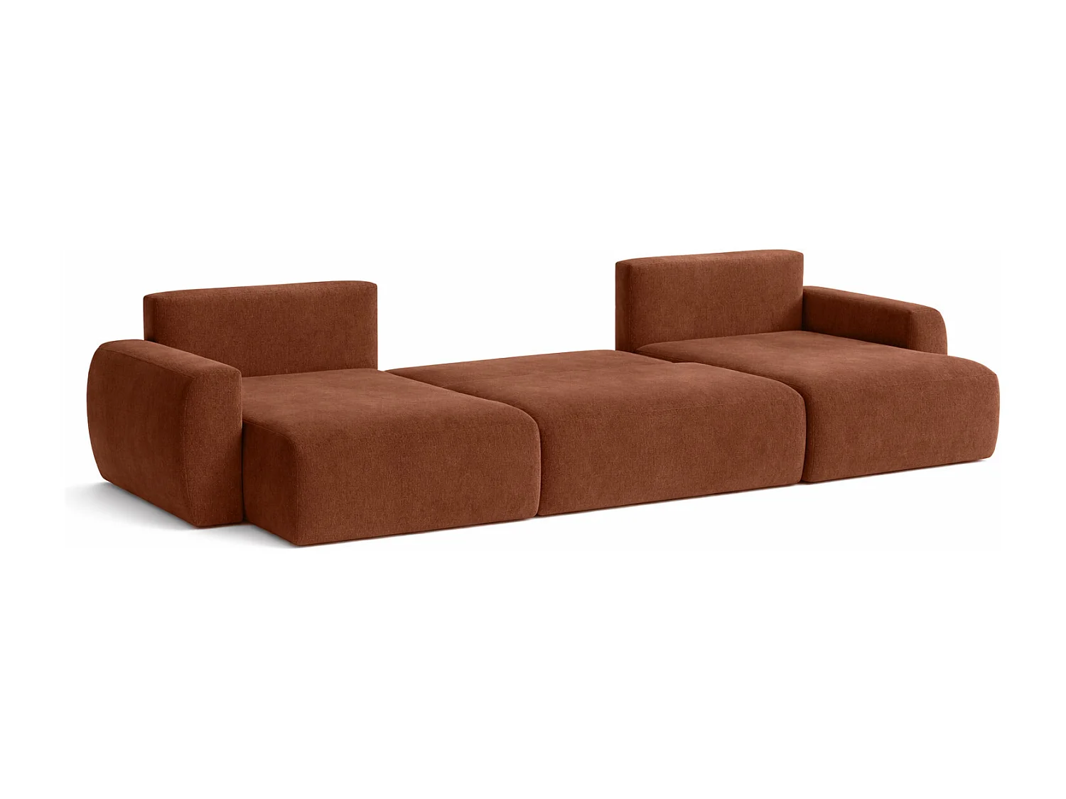 Divano angolare con funzione letto e contenitore a U Ariel U, velluto Salvador, Marrone scuro