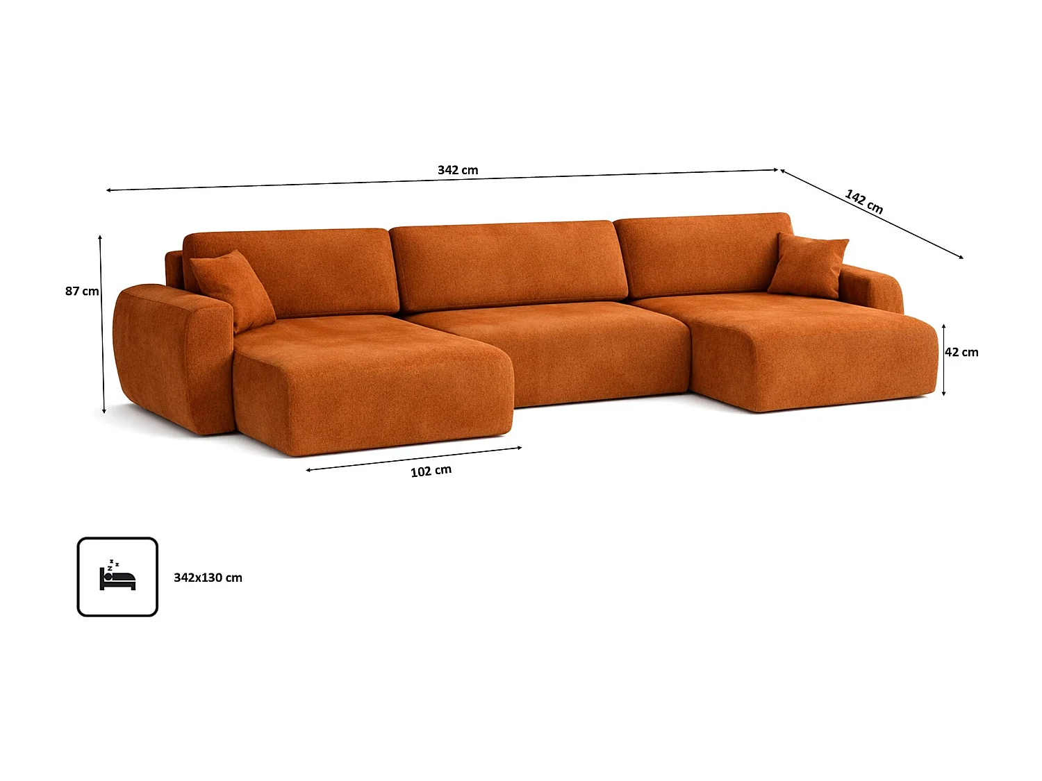 Divano angolare con funzione letto e contenitore a U Ariel U, velluto Salvador, Marrone