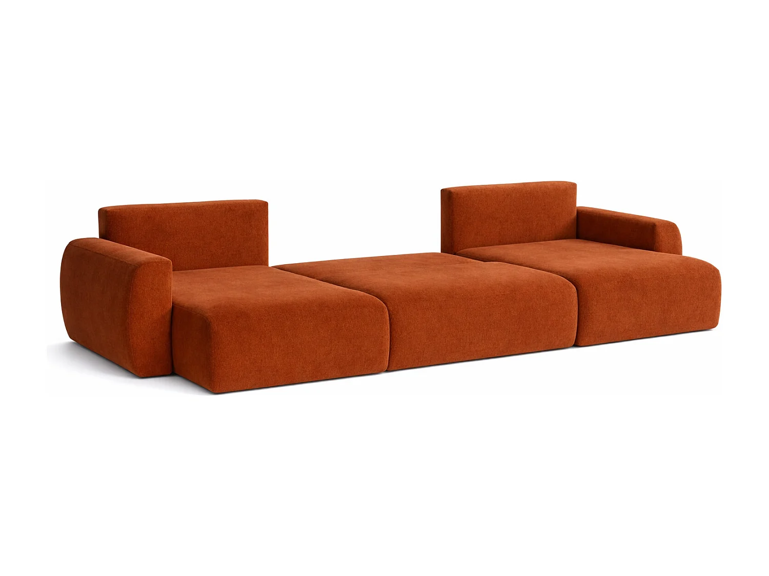 Hoekbank met slaapfunctie en opbergruimte U-vorm Ariel U XL, velours Salvador, Bruin