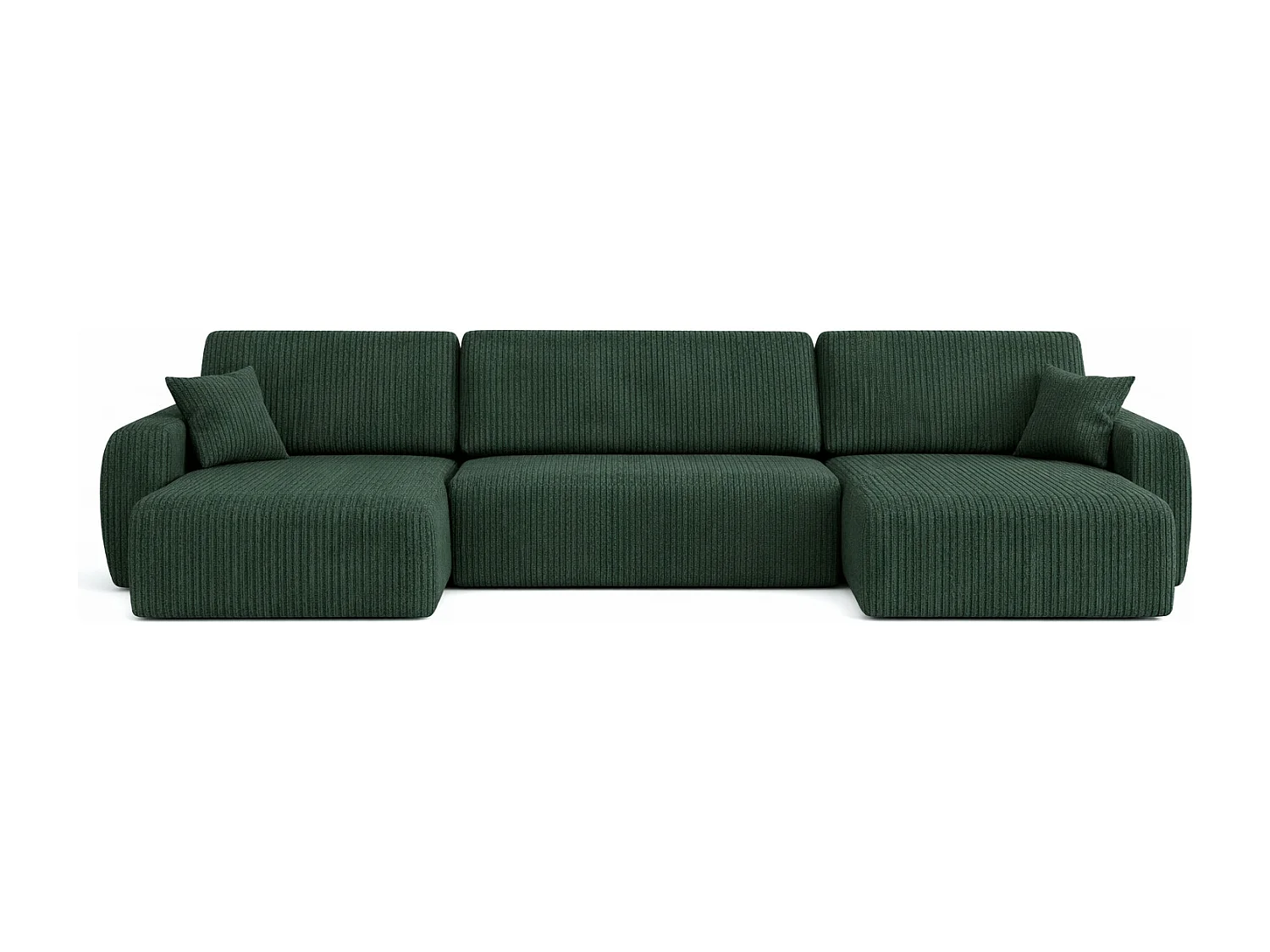 Divano angolare con funzione letto e contenitore a U Ariel U, tessuto a coste Poso, Verde