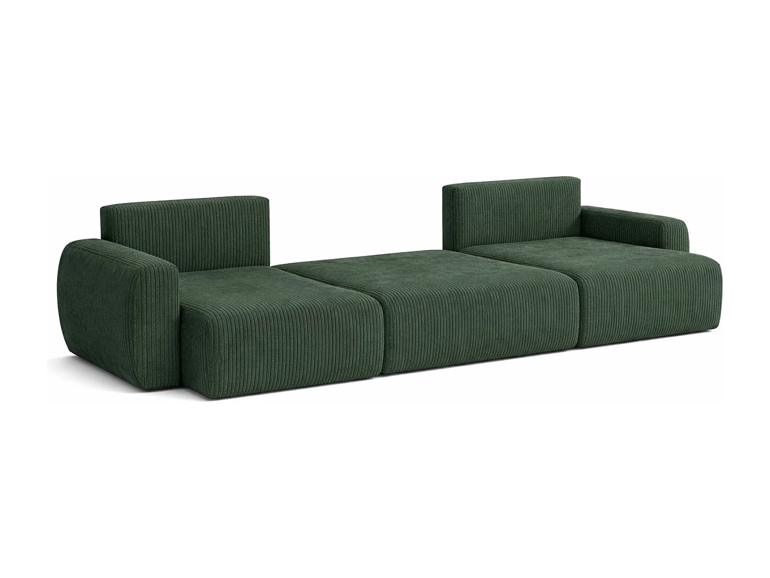 Hoekbank met slaapfunctie en opbergruimte U-vorm Ariel U XL, ribstof Poso, Groen
