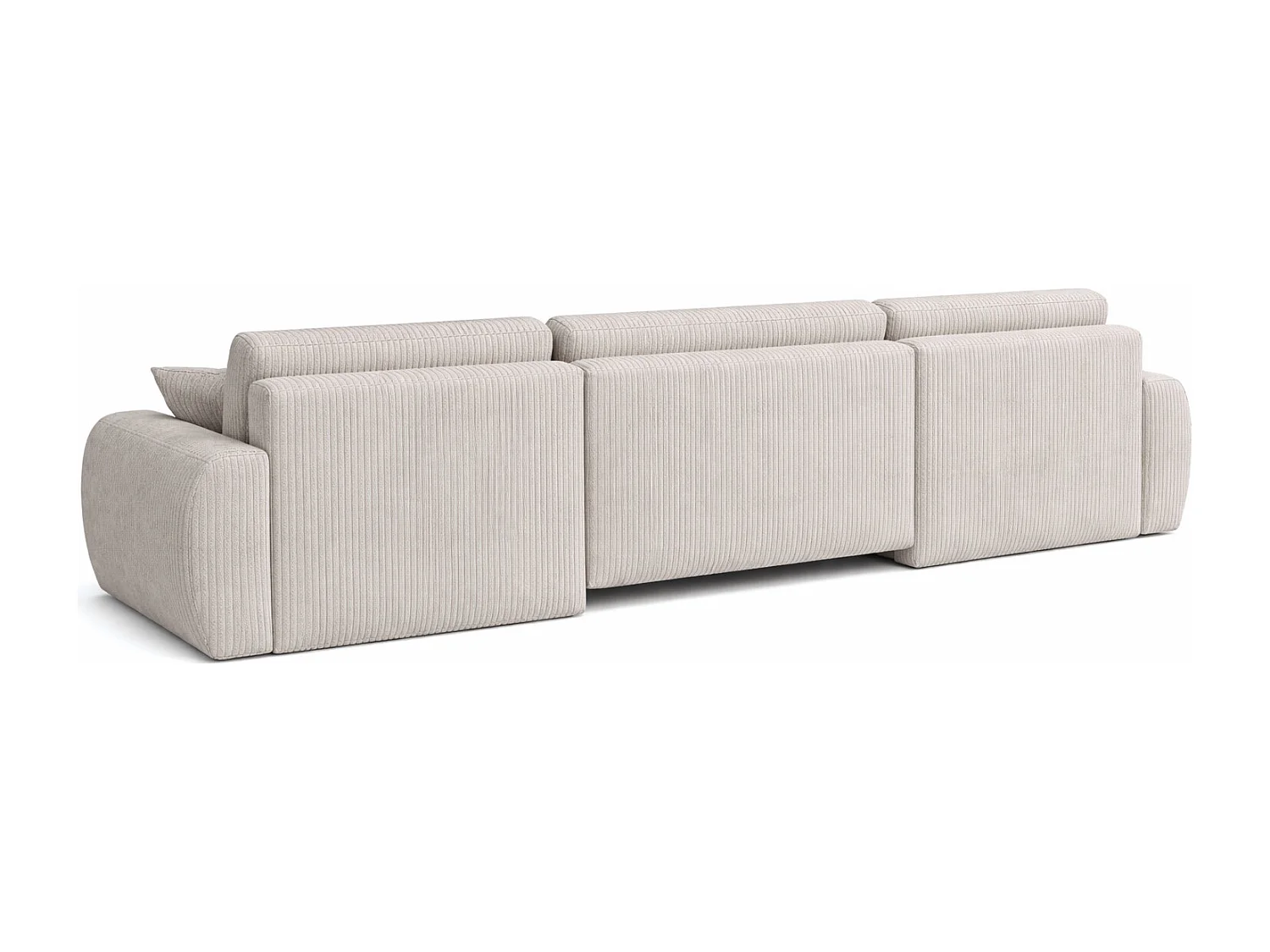 Hoekbank met slaapfunctie en opbergruimte U-vorm Ariel U XL, ribstof Poso, Beige