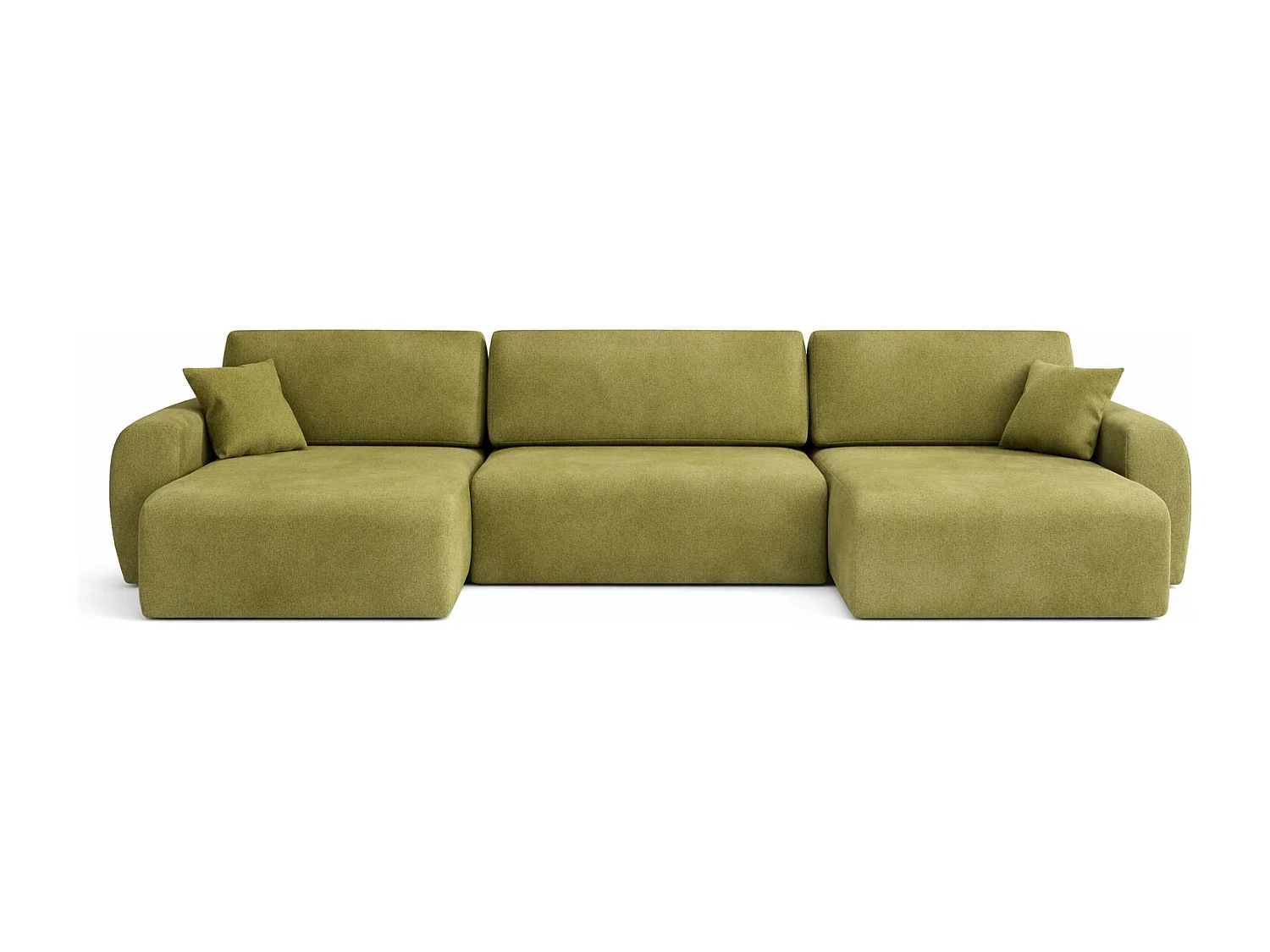 Hoekbank met slaapfunctie en opbergruimte U-vorm Ariel U XL, velours Salvador, Olijfgroen