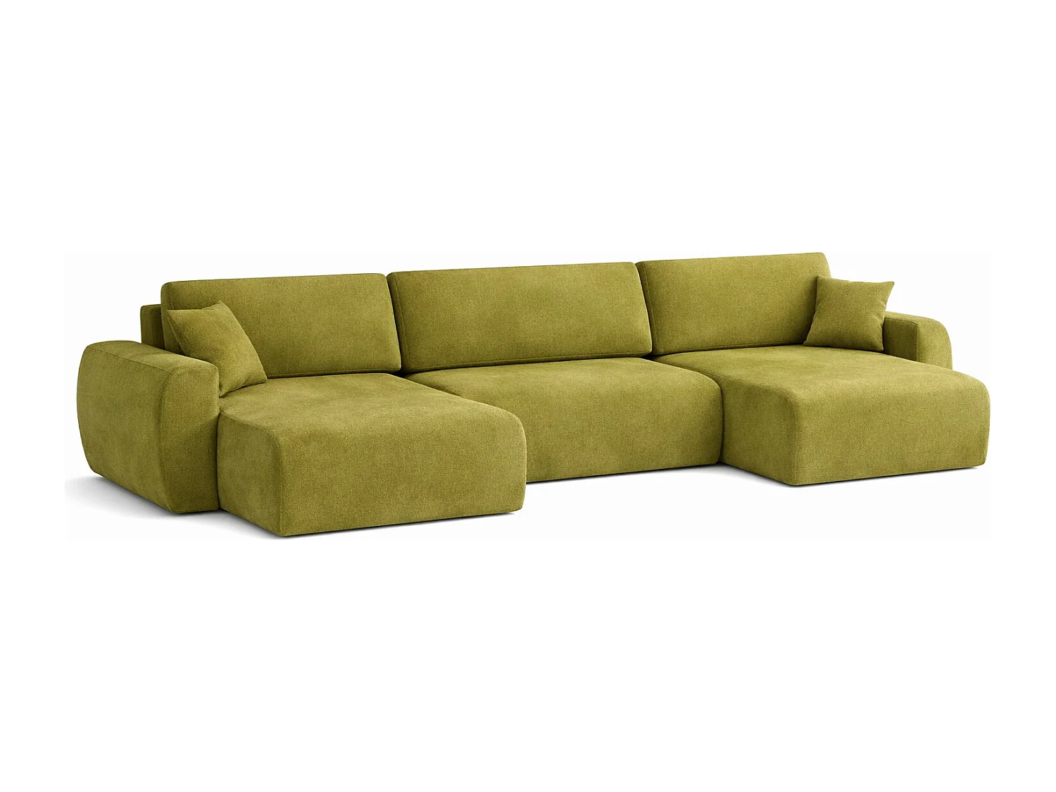 Hoekbank met slaapfunctie en opbergruimte U-vorm Ariel U XL, velours Salvador, Olijfgroen