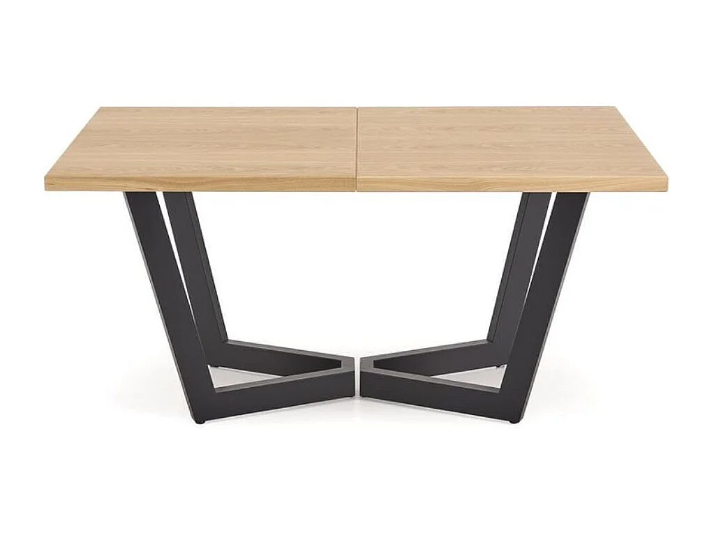 Table à manger extensible 160-250(-340) x 90 cm en chêne naturel et noir BELLONA - Sans rallonge