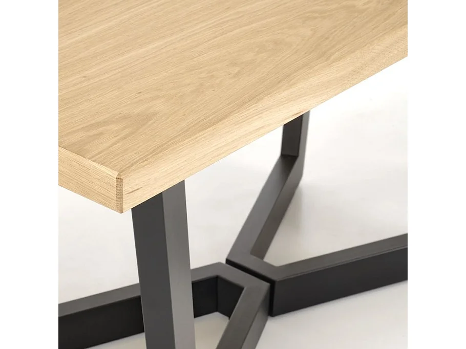 Table à manger extensible 160-250(-340) x 90 cm en chêne naturel et noir BELLONA - Sans rallonge