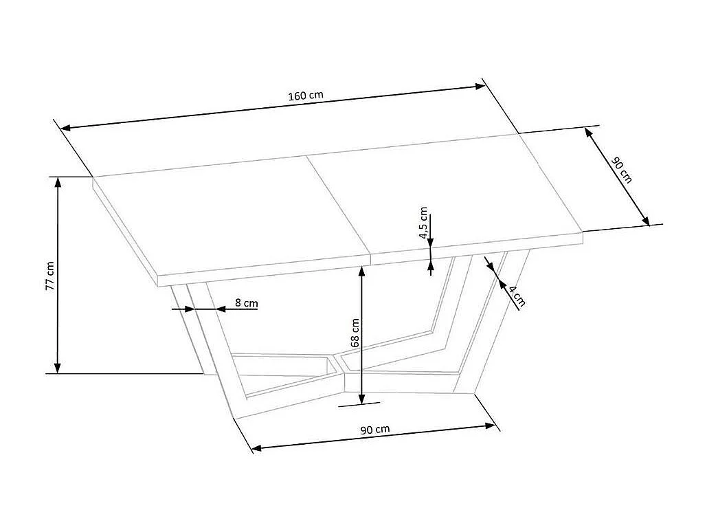 Table à manger extensible 160-250(-340) x 90 cm en chêne naturel et noir BELLONA - Sans rallonge