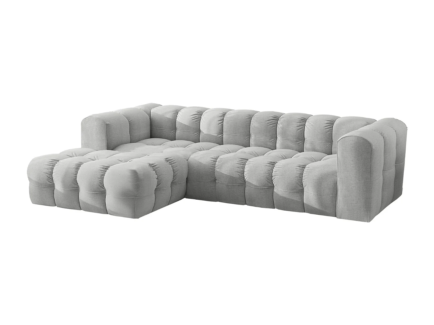 Divano angolare a L BALOO L, tessuto chenille Moly, Grigio chiaro, Sinistra