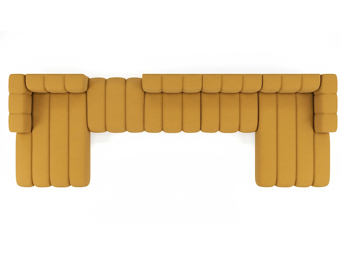 Hoekbank, U-vorm sofa Grand U Big XL 500 cm, veloursstof Salvador, Geel