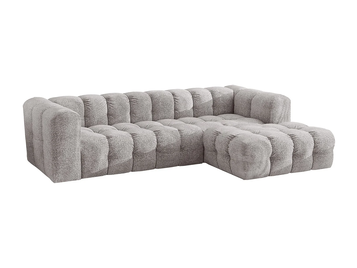 Divano angolare a L BALOO L, tessuto chenille Arena, Grigio chiaro, Destra