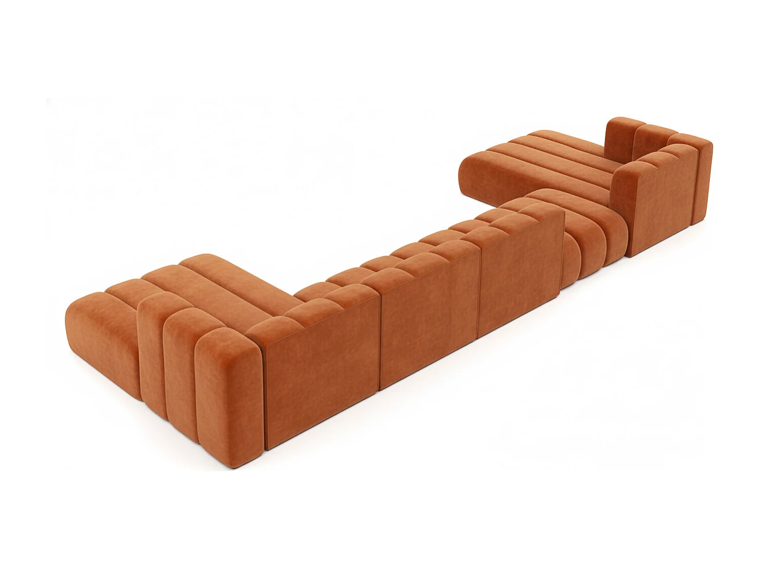 Hoekbank, U-vorm sofa Grand U Big XL 500 cm, veloursstof Salvador, Bruin