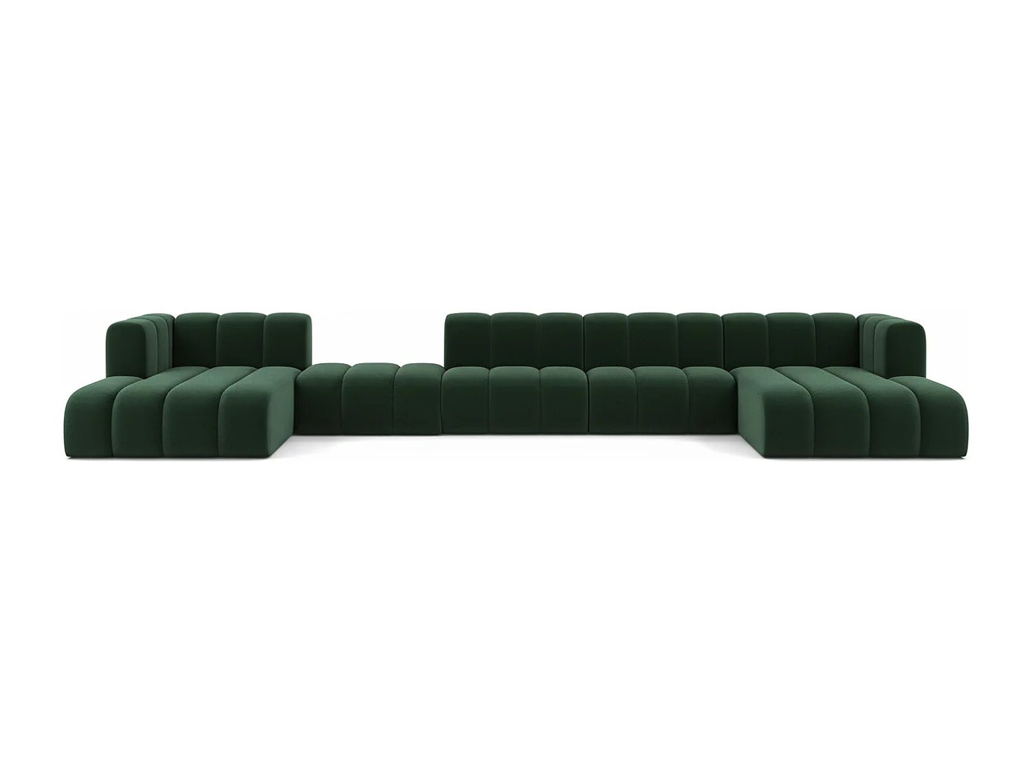 Hoekbank, U-vorm sofa Grand U Big XL 500 cm, veloursstof Salvador, Groen
