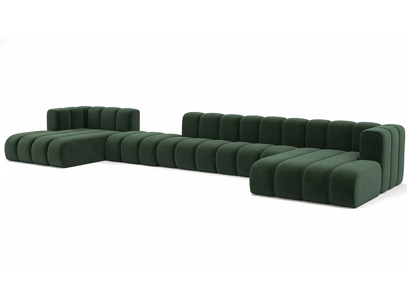 Hoekbank, U-vorm sofa Grand U Big XL 500 cm, veloursstof Salvador, Groen