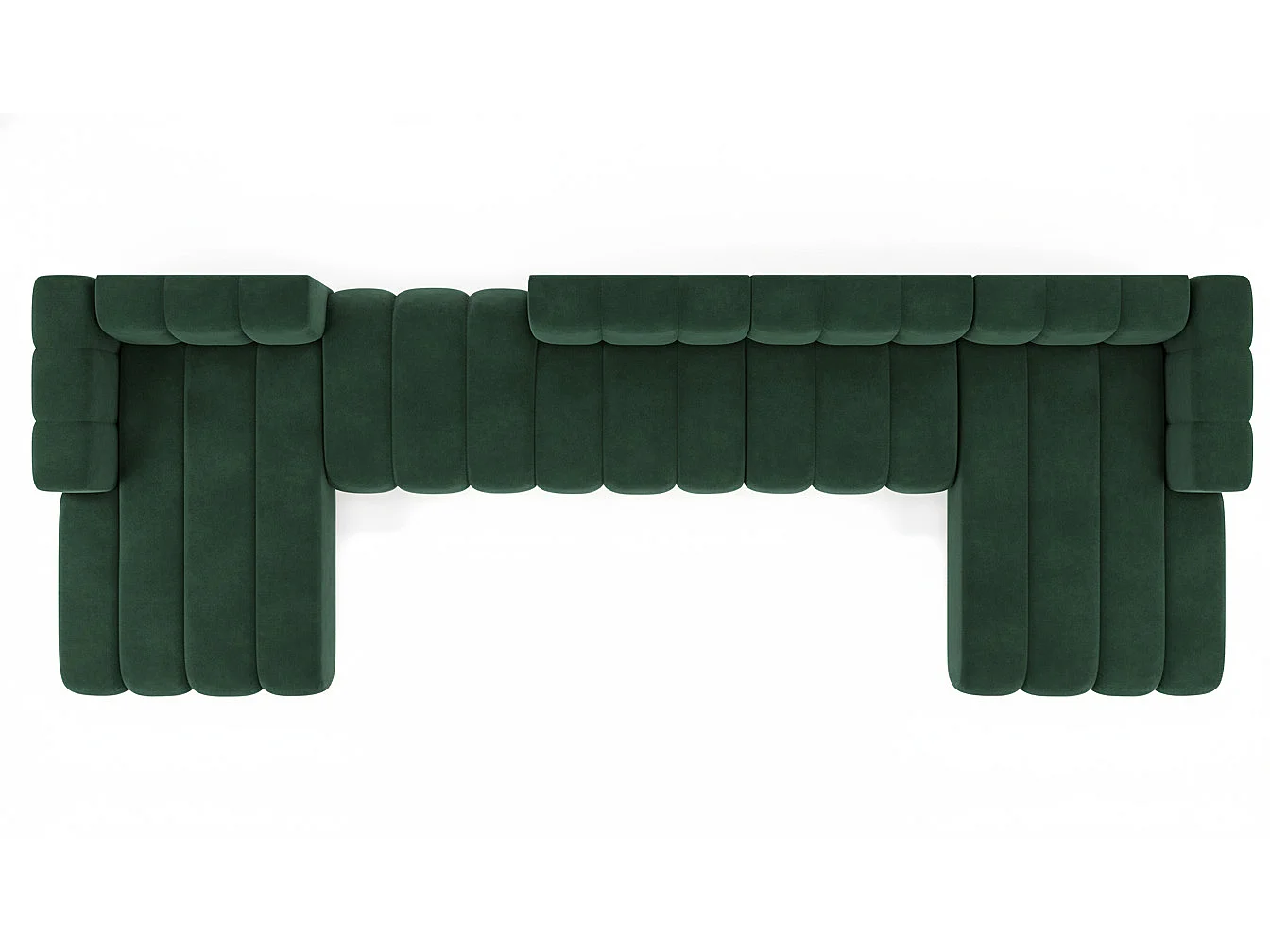 Hoekbank, U-vorm sofa Grand U Big XL 500 cm, veloursstof Salvador, Groen