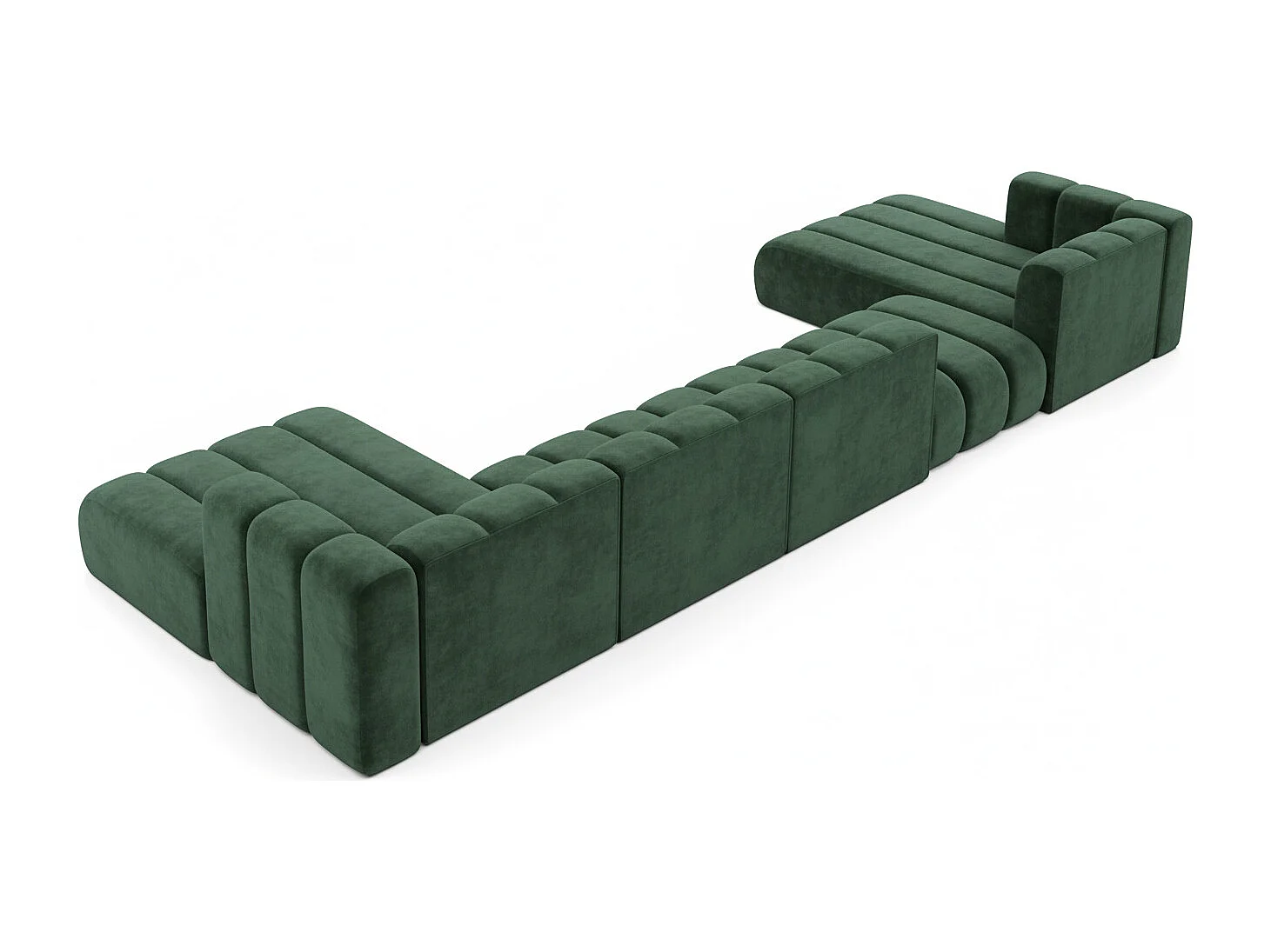 Hoekbank, U-vorm sofa Grand U Big XL 500 cm, veloursstof Salvador, Groen