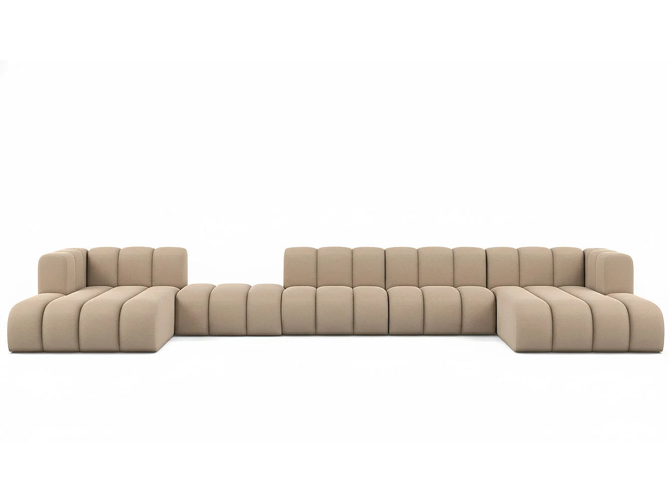 Hoekbank, U-vorm sofa Grand U Big XL 500 cm, veloursstof Salvador, Beige