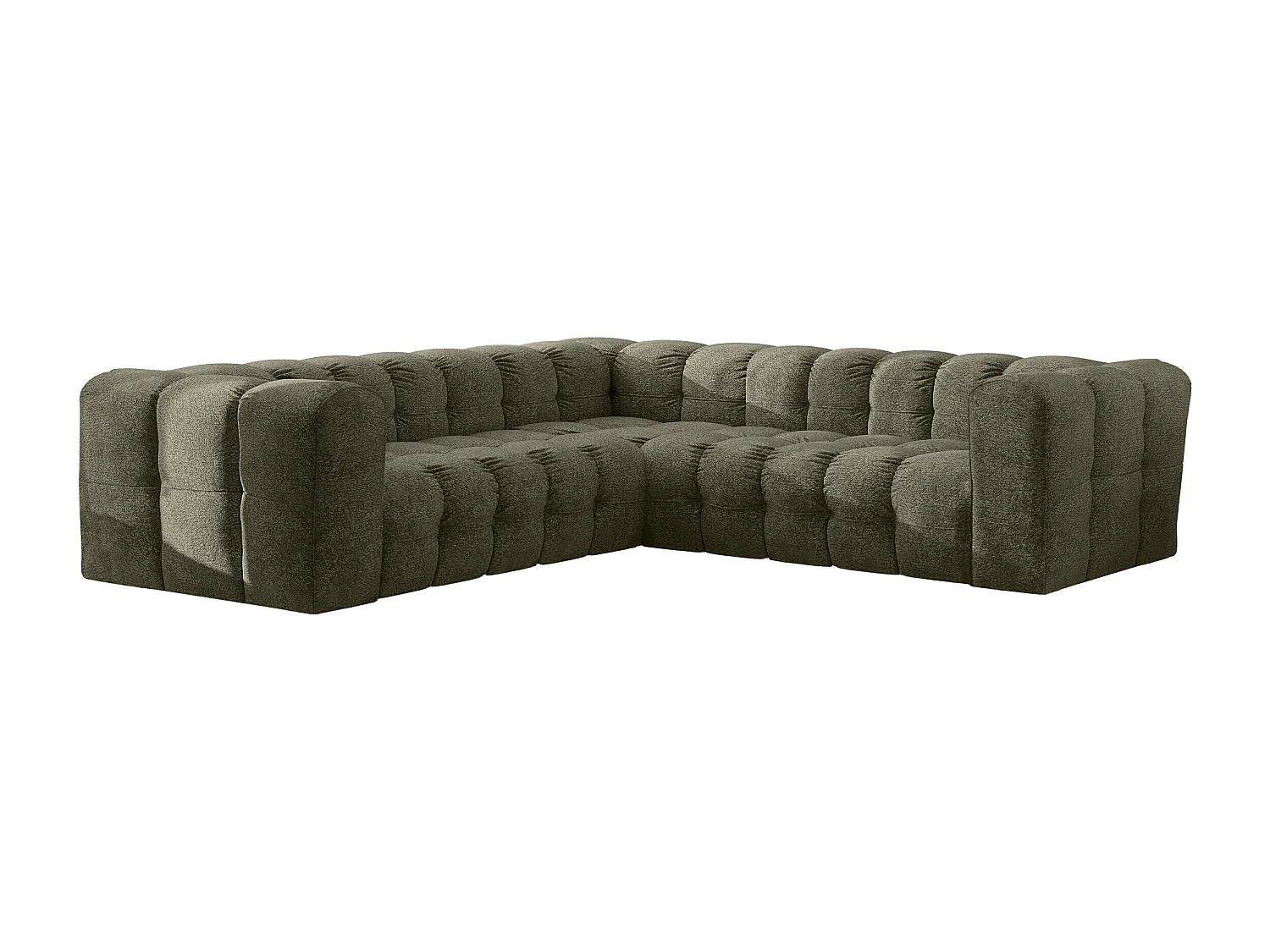 Divano angolare corner con impunture BALOO, tessuto chenille Arena, Verde