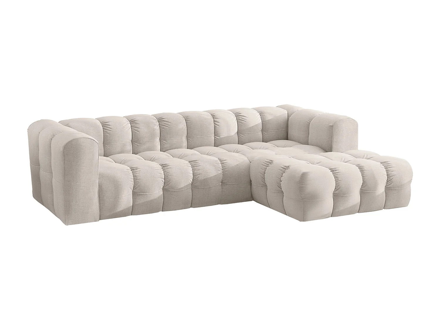 Divano angolare a L BALOO L, tessuto chenille Moly, Ecrù, Destra