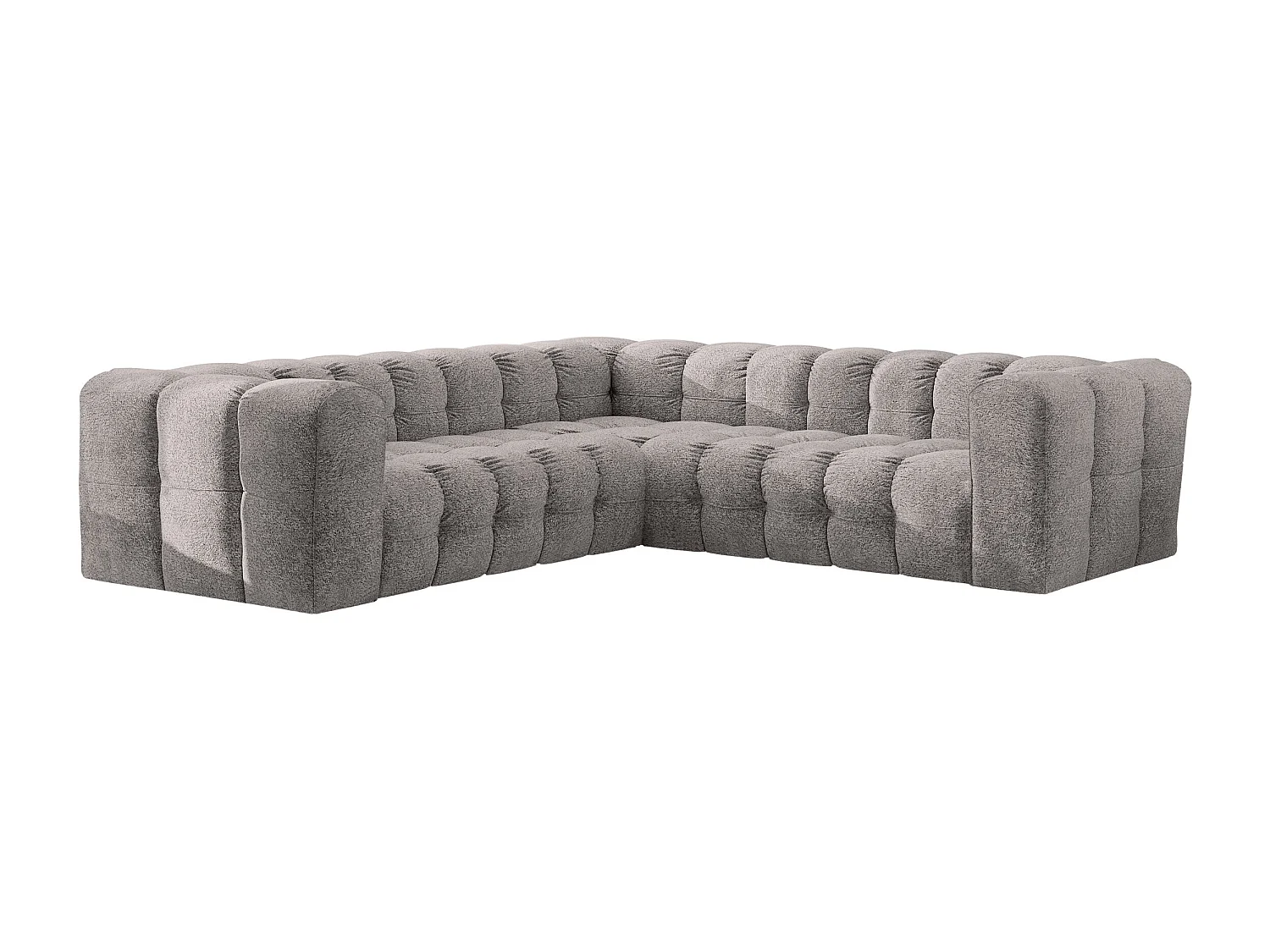 Divano angolare corner con impunture BALOO, tessuto chenille Arena, Grigio
