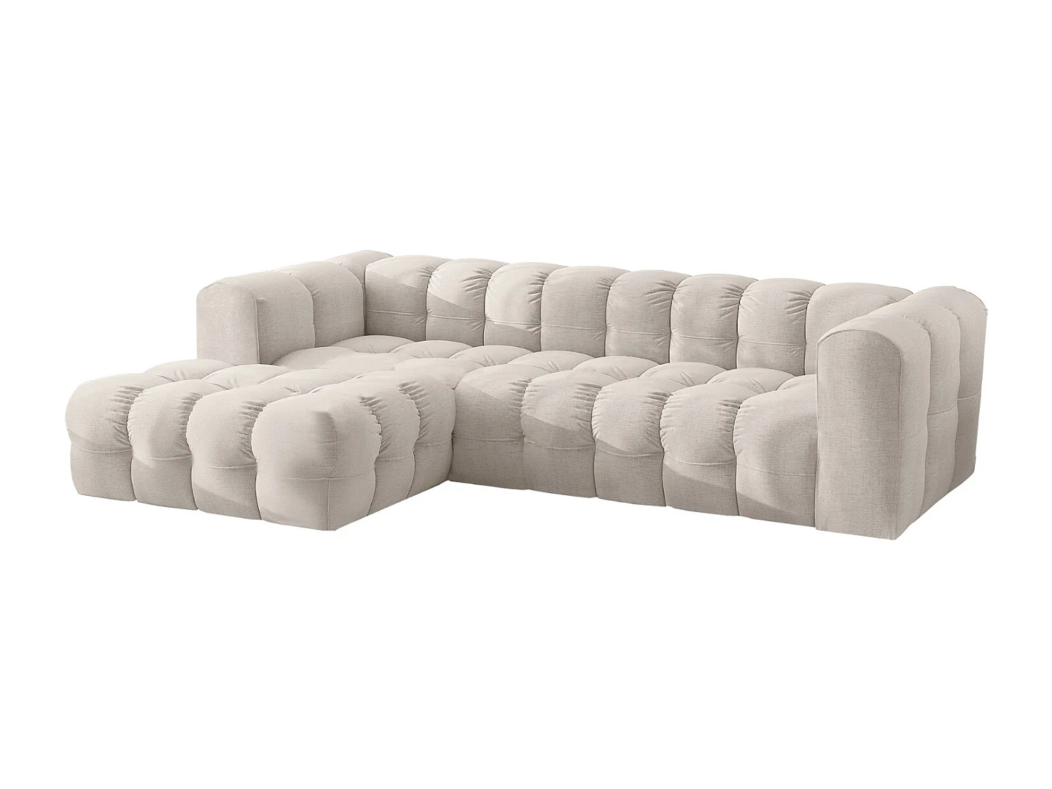 Divano angolare a L BALOO L, tessuto chenille Moly, Ecrù, Sinistra