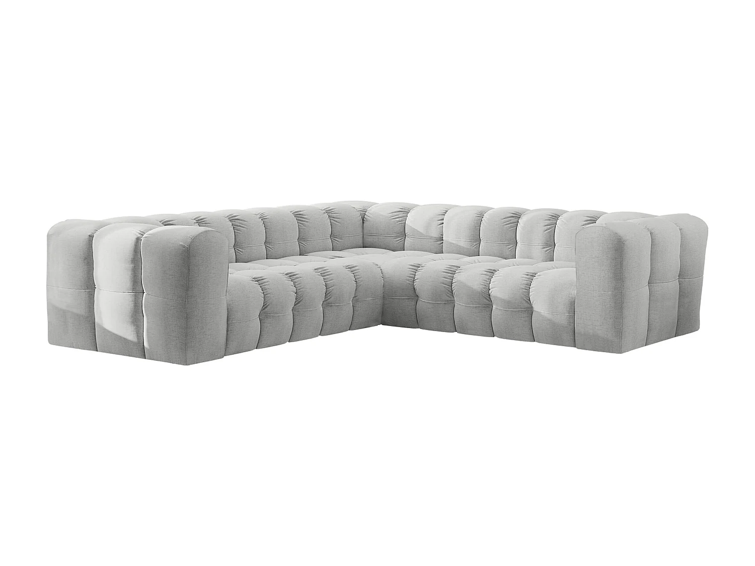 Divano angolare corner con impunture BALOO, tessuto chenille Moly, Grigio chiaro