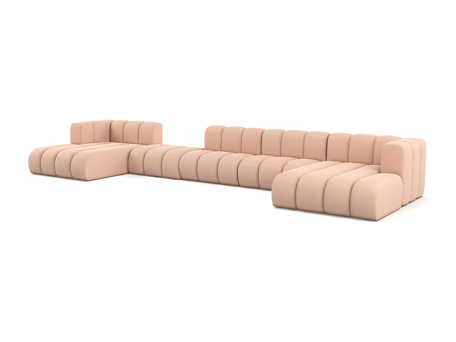Hoekbank, U-vorm sofa Grand U Big XL 500 cm, veloursstof Salvador, Roze