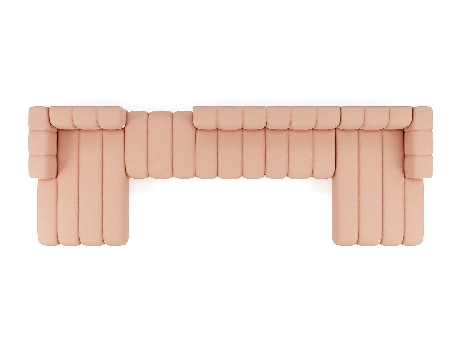 Hoekbank, U-vorm sofa Grand U Big XL 500 cm, veloursstof Salvador, Roze