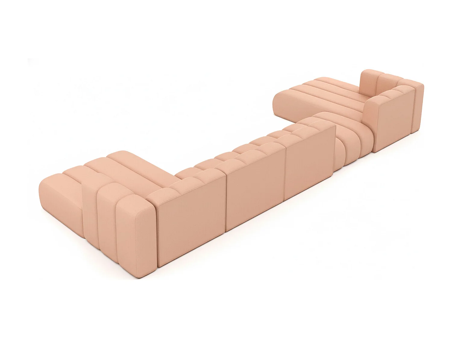 Hoekbank, U-vorm sofa Grand U Big XL 500 cm, veloursstof Salvador, Roze