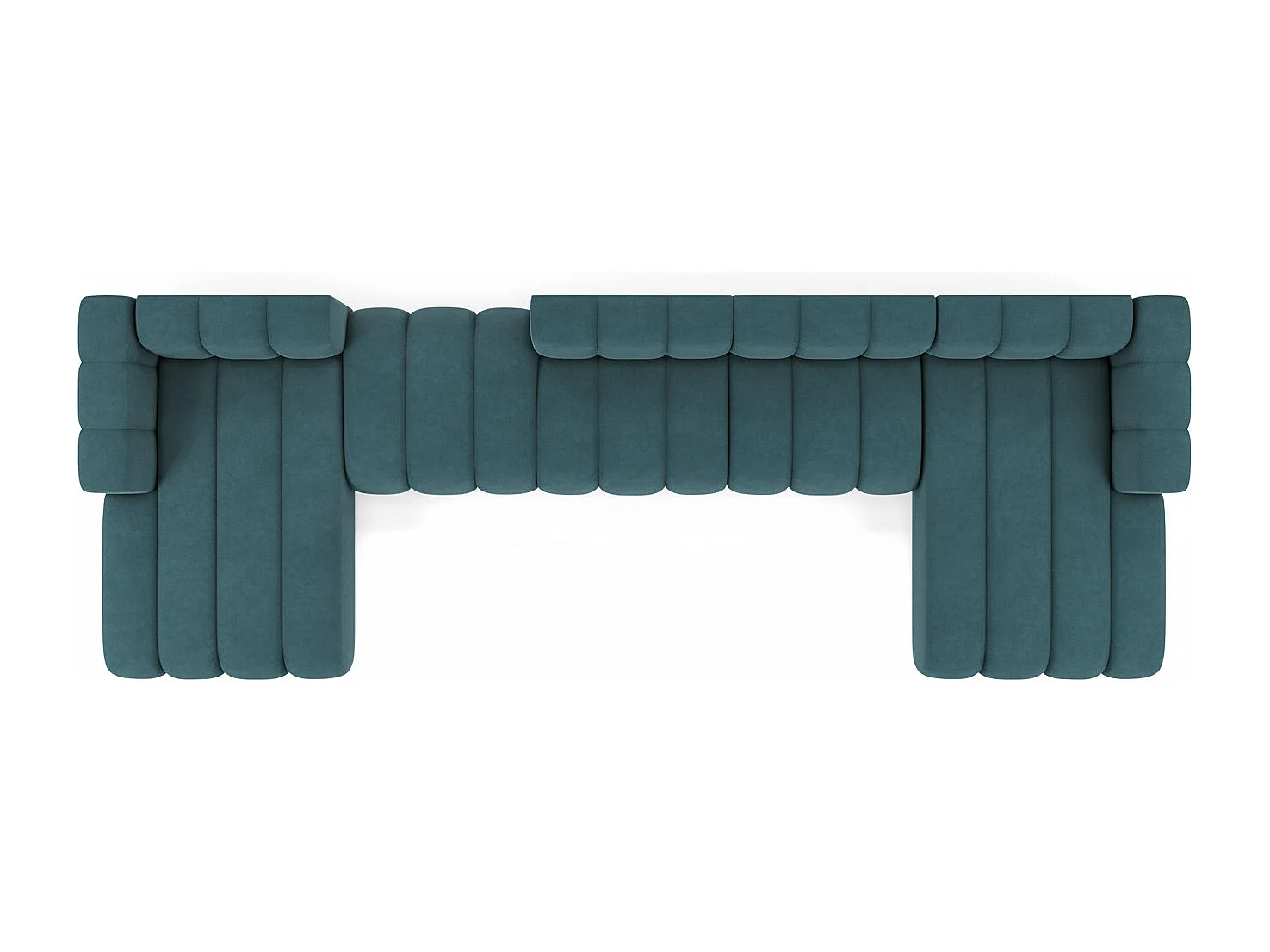 Hoekbank, U-vorm sofa Grand U Big XL 500 cm, veloursstof Salvador, Azuurblauw