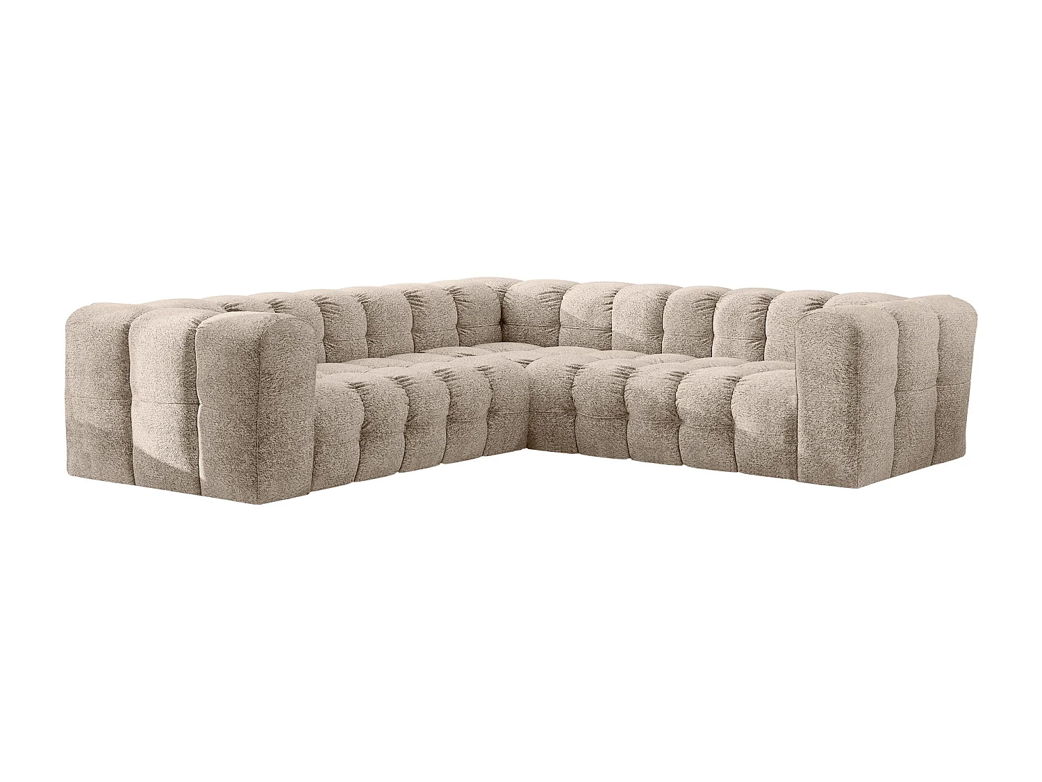 Divano angolare corner con impunture BALOO, tessuto chenille Arena, Beige