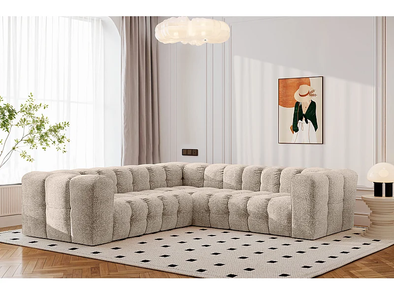 Ecksofa Corner mit Steppung BALOO, Chenille-Stoff Arena, Beige