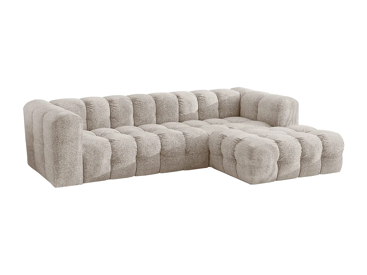 Divano angolare a L BALOO L, tessuto chenille Arena, Ecrù, Destra