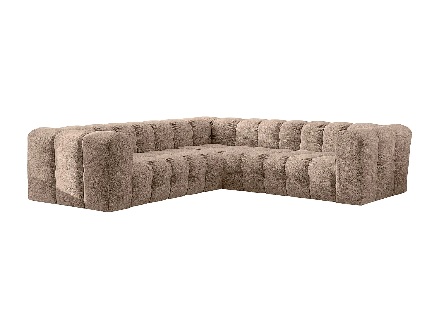 Divano angolare corner con impunture BALOO, tessuto chenille Arena, Beige scuro