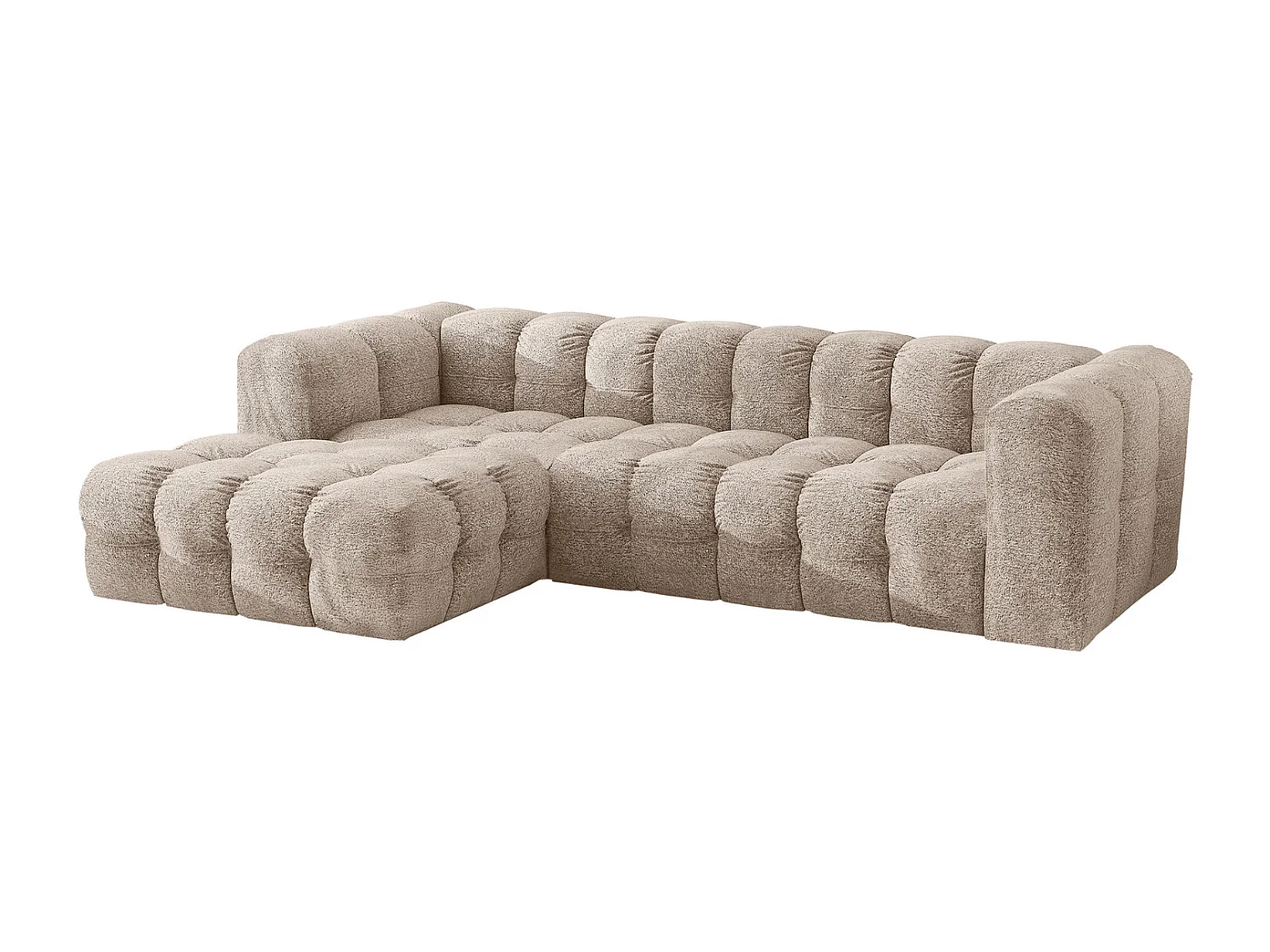 Divano angolare a L BALOO L, tessuto chenille Arena, Beige, Sinistra