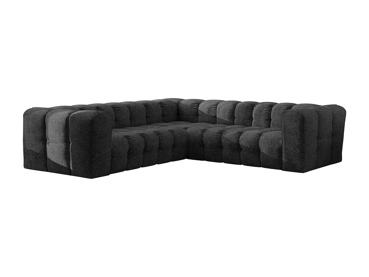 Divano angolare corner con impunture BALOO, tessuto chenille Arena, Grafite