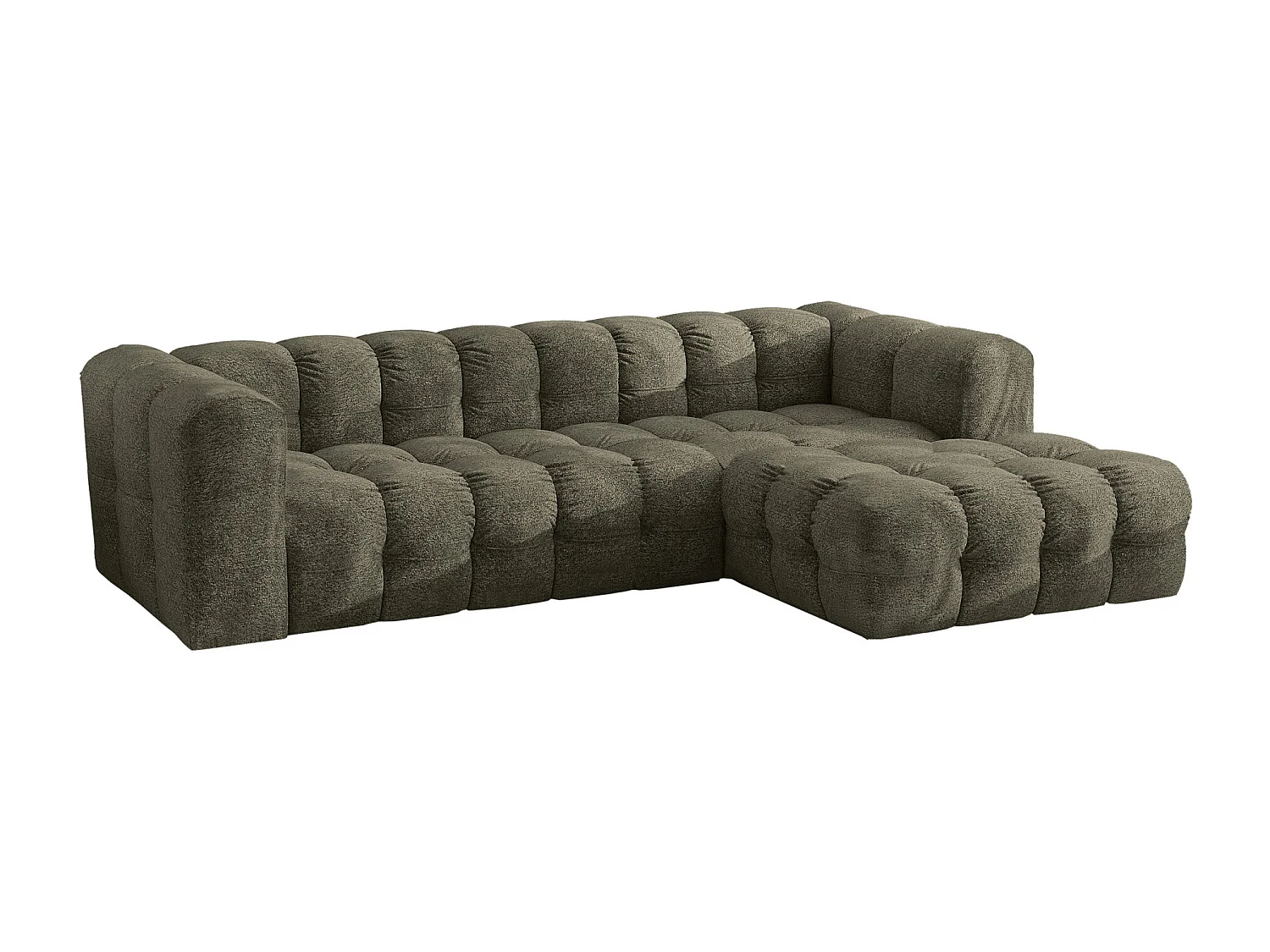 Divano angolare a L BALOO L, tessuto chenille Arena, Verde, Destra