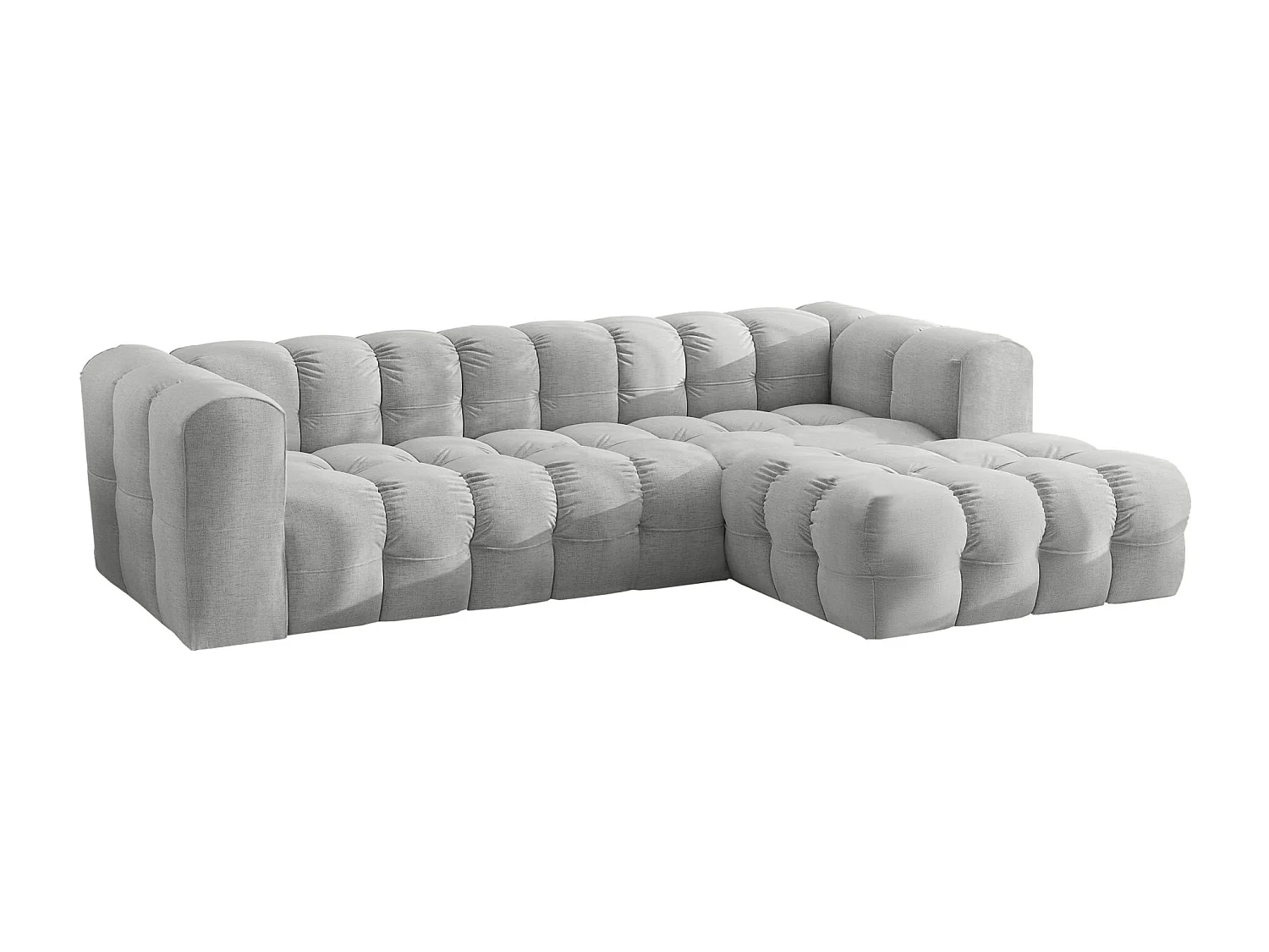 Divano angolare a L BALOO L, tessuto chenille Moly, Grigio chiaro, Destra