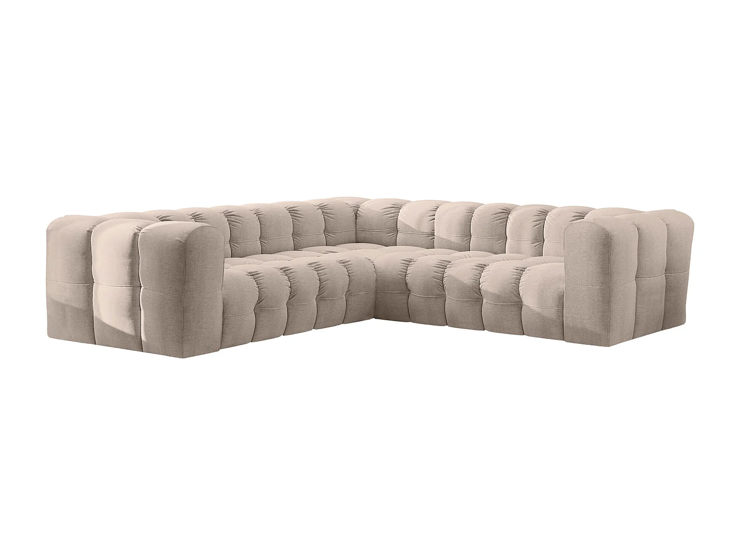 Divano angolare corner con impunture BALOO, tessuto chenille Moly, Beige