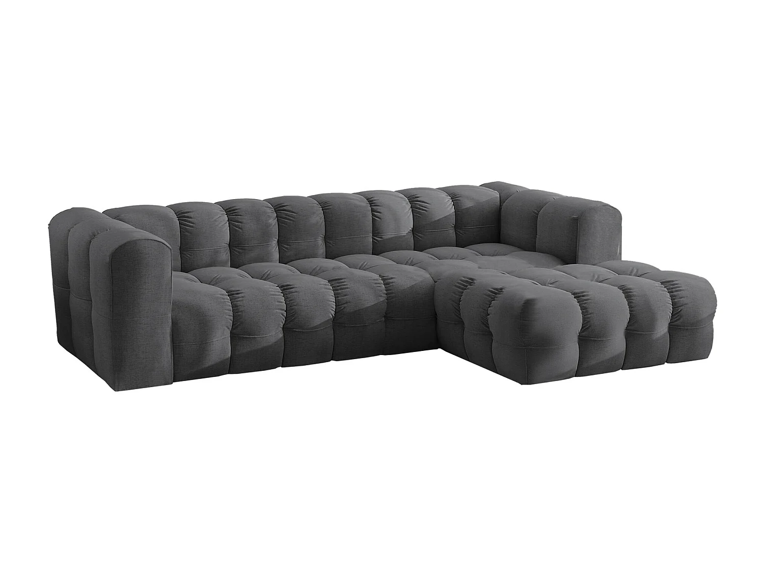 Divano angolare a L BALOO L, tessuto chenille Moly, Grafite, Destra